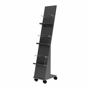 Prospektständer fahrbar, 135 cm hoch, 25x35 cm (B/T),  3 Ablagen, 